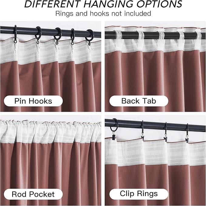 RYB HOME Dusty Pink Velvet Curtains 84 inch, Room Darkening Window Curtains - Image 4