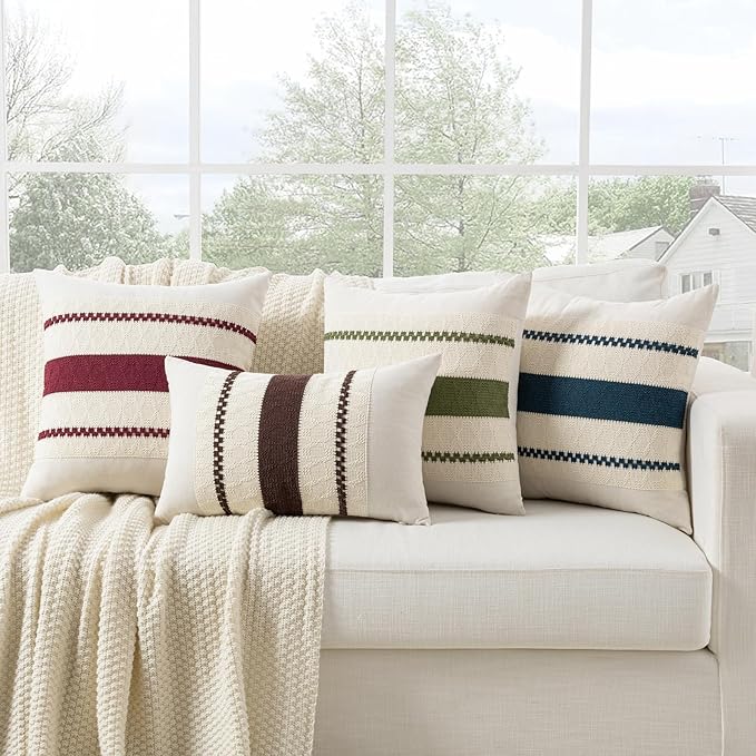 Fancy Homi Set of 1 Burgundy Boho Euro Decorative Throw Pillow Covers 26x26 Inch - Image 5