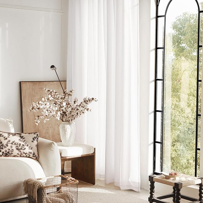 Linen White Curtains 80 inches Long - Image 7