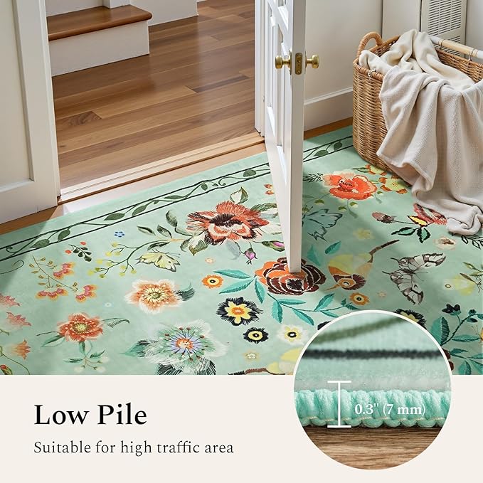 Rugflix 5x7 Washable Area Rug for Living Room, Soft Non Slip Low Pile Carpet - Image 4