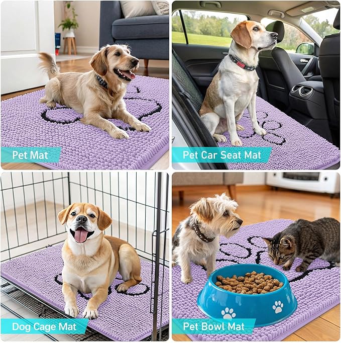 OLANLY Dog Door Mat for Muddy Paws 36x24, Paw Print Design, Absorbs Moisture - Image 7