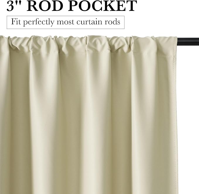 RYB HOME Bedroom Blackout Curtains 80 inches Long, 100% Blackout Thermal - Image 2