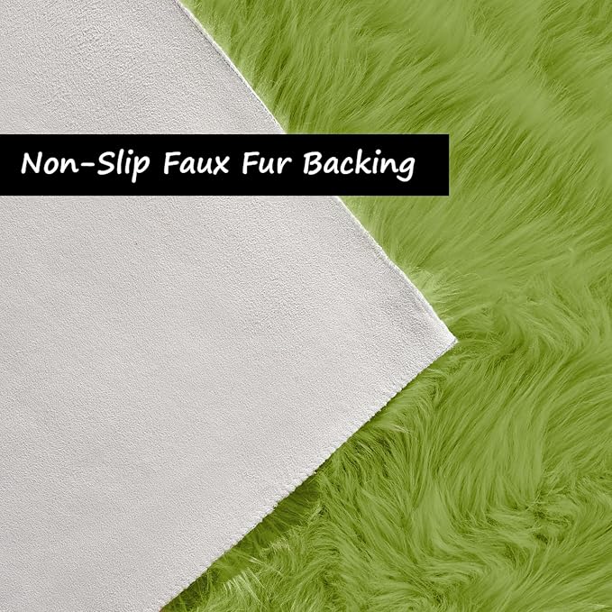 Goolela Lime Green Area Rug 6x9 Fuzzy Fluffy Furry Shag Rug - Image 5