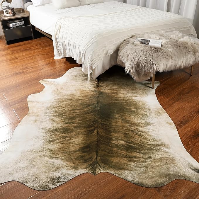 AROGAN Western Decor Faux Fur Cowhide Rug, 7 x 6.2 Feet Premium Animal Skin Cow - Image 4