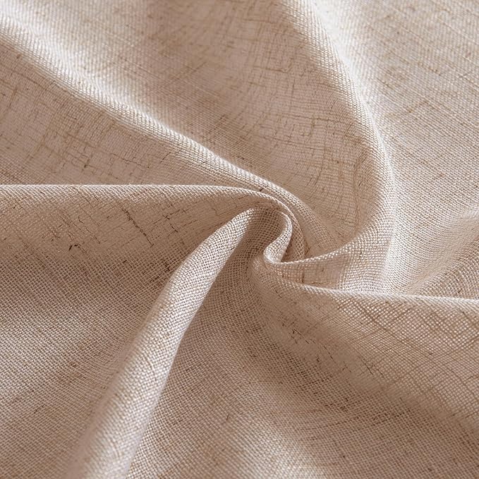 MIULEE Natural Beige Linen Curtains 63 Inch Length 2 Panels - Image 8