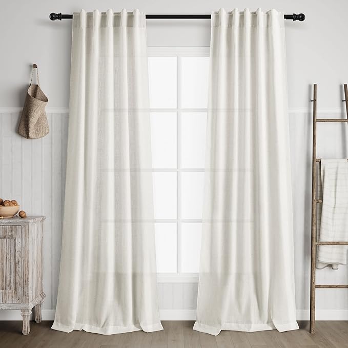 38 inch Wide Cream Linen Curtains by Nanspring