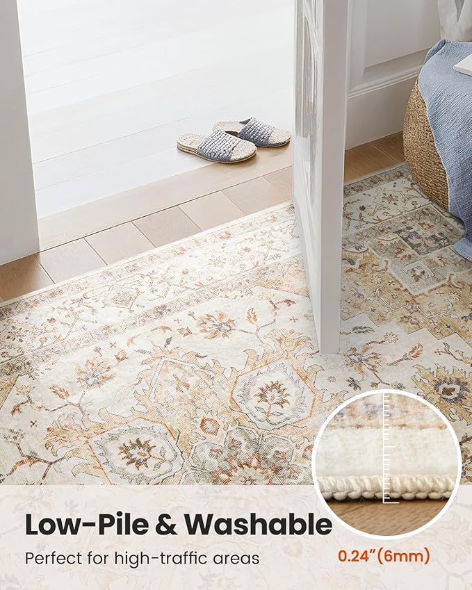 AMADA HOMEFURNISHING Round 4ft Area Rugs, Low-Profile Washable Rug - Image 7