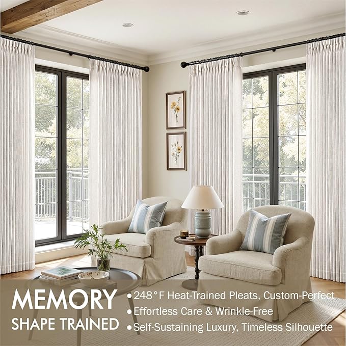 MIULEE Pinch Pleated Thick Linen Curtains 84 Inches Long 2 Panels - Image 2