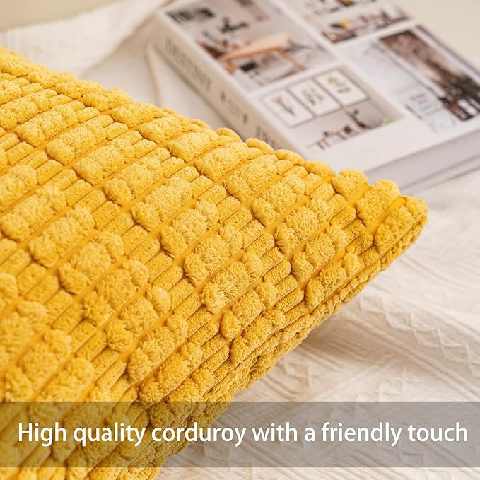 Corduroy Decorative Throw Pillow Covers 14x36 Inch Soft Striped Pillow Covers - Image 2