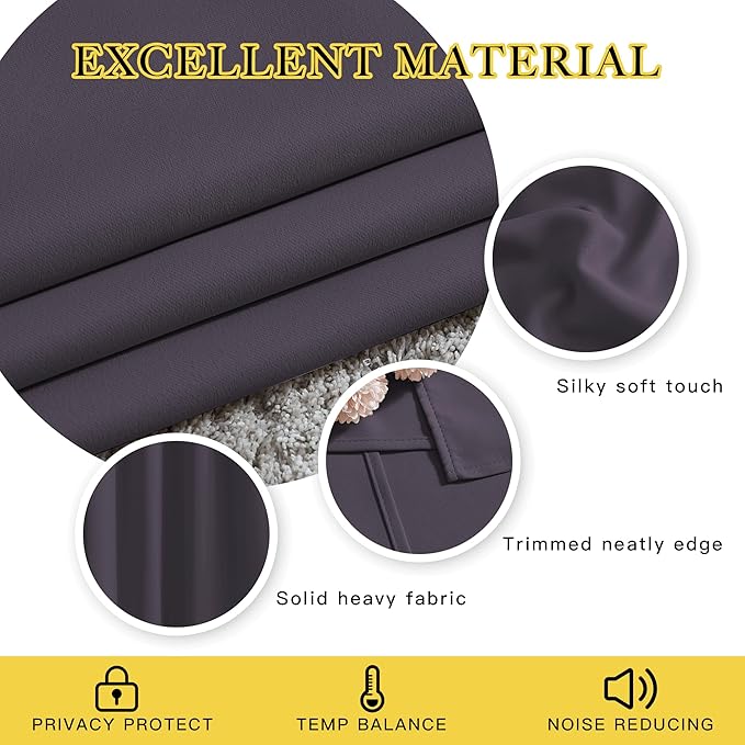 NICETOWN Blackout Bedroom Curtains 66 inches Long, Grommet Room Darkening - Image 3