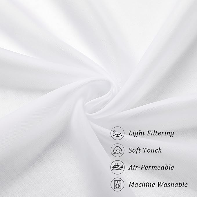 Chyhomenyc White Sheer Curtains 54 Inch Long 2 Panels Set, Short Voile Rod - Image 9