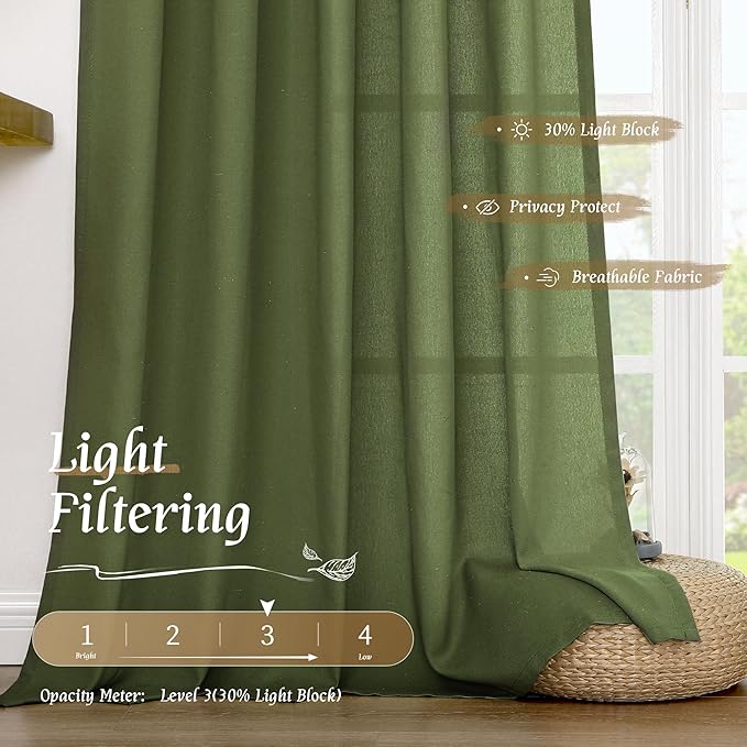 LAMIT Olive Green Linen Curtains - Image 4