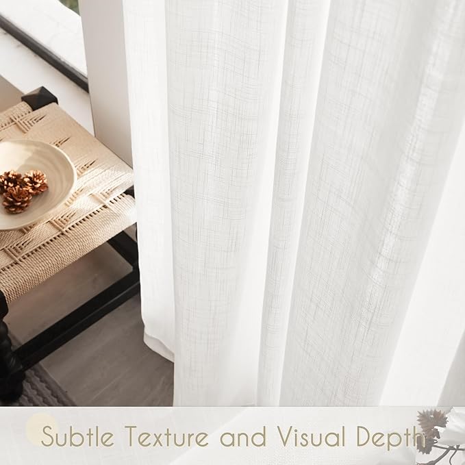 Linen White Curtains 80 inches Long - Image 4