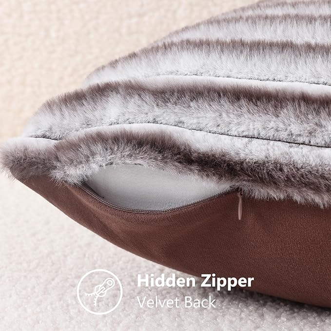 decorUhome Cozy Faux Fur Throw Pillow Covers 22x22 Set of 2 Decorative Soft - Image 8
