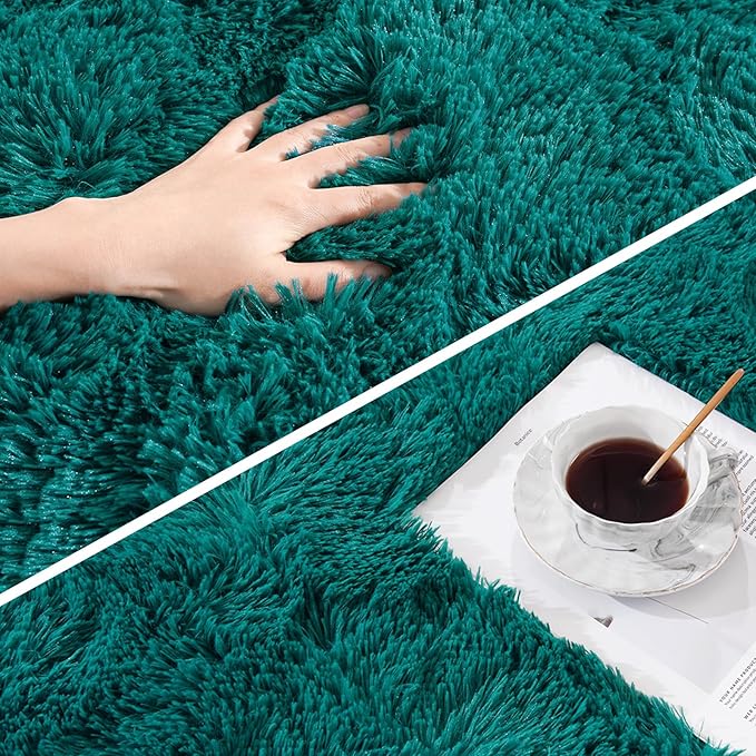 Amearea Shag Blue and Green Runner Rug - Image 5