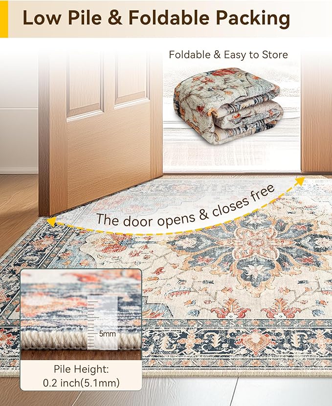 RELEANY Area Rugs 3'x6' Runner Rug Non Slip Washable - Image 6