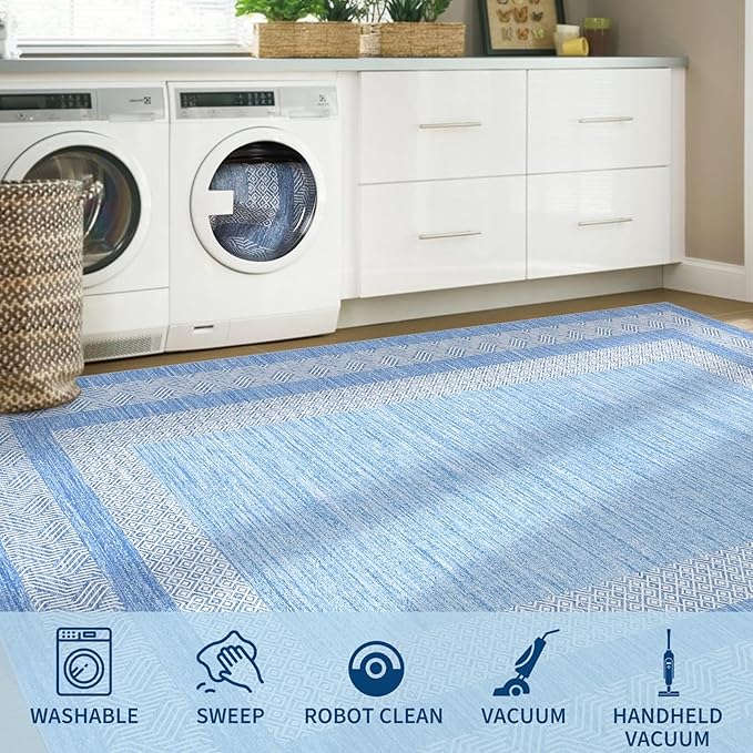 GarveeHome 2x6 Modern Bordered Runner Rug Soft Non Slip Washable Floor Carpet - Image 8