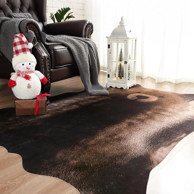 AROGAN Premium Bear Print Rug 6.2x7 Feet, Machine Washable Faux Fur Rug - Image 4