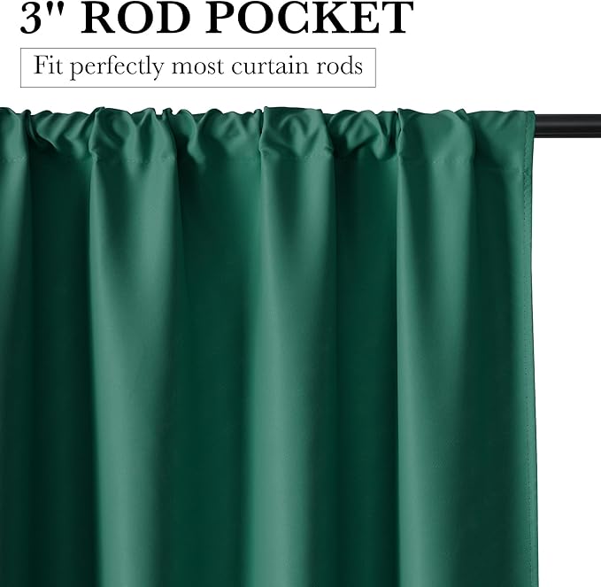 RYB HOME Bedroom Blackout Curtains 80 inches Long, 100% Blackout Thermal - Image 2