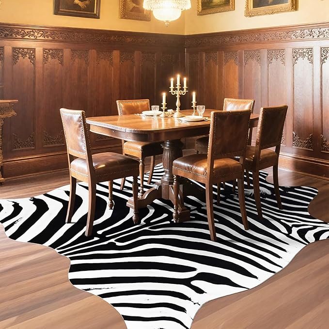 AROGAN Premium Faux Zebra Hide Rug 5.2 x 6.2 Feet, Sturdy and Large Size Bear - Image 6