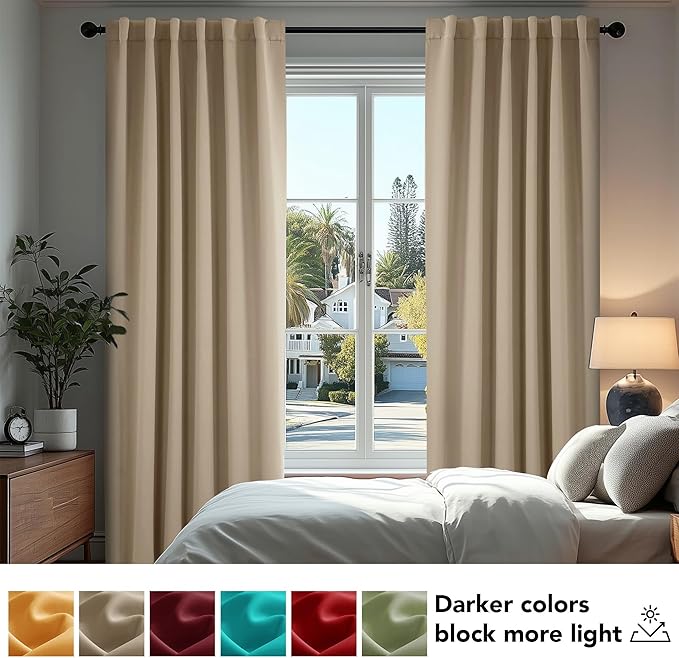 Deconovo Blackout Curtains, Thermal Insulated, W42 x L95 2 Panels, Back Tab - Image 4