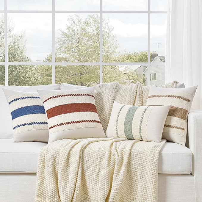 Fancy Homi Set of 1 Boho Neutral Decorative Throw Pillow Cover 18x18 Inch - Image 6