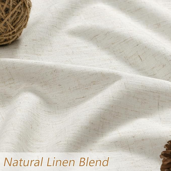 Guken Cream 100% Blackout Linen Curtains 42 Inch Wide by 72 Inch - Image 4