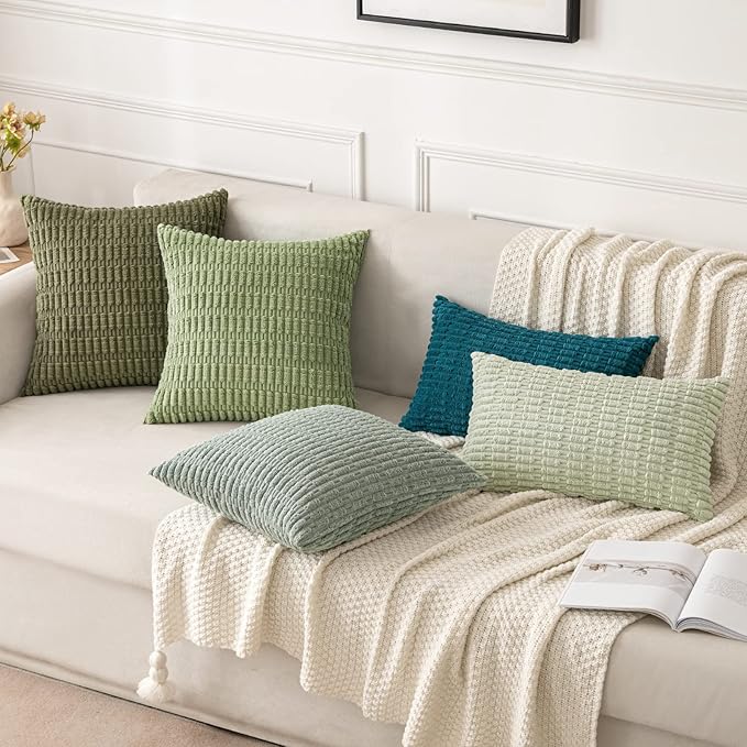 MIULEE Pack of 2 Spring Corduroy Decorative Euro Sham Throw Pillow Covers 24x24 - Image 4