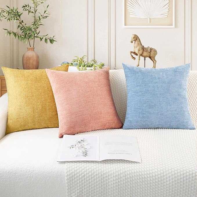 CaliTime Throw Pillow Covers Decorative 20 X 20 Inches Pack of 2 Cozy Chenille - Image 5