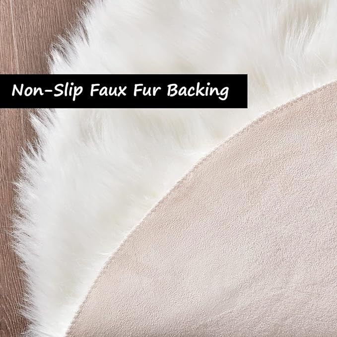 Goolela White Sheepskin Area Rug 8x10 Fluffy Fuzzy Furry Shag Rug - Image 5