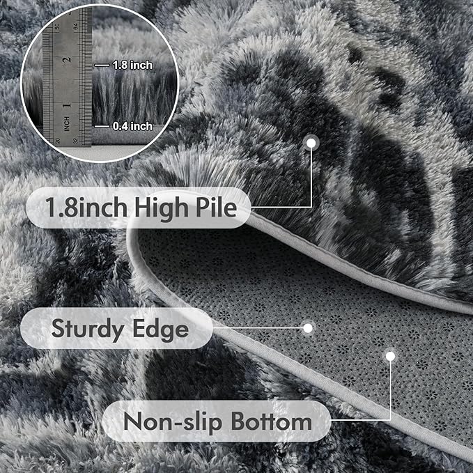 4x6 Ft Shag Rugs for Bedroom Living Room, Tie-Dyed Ultra Soft Fluffy Furry Area - Image 5