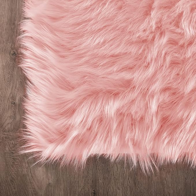 Latepis Pink Living Room Rugs Faux Fur Rug 5x6.7 Area Fuzzy Rugs - Image 5