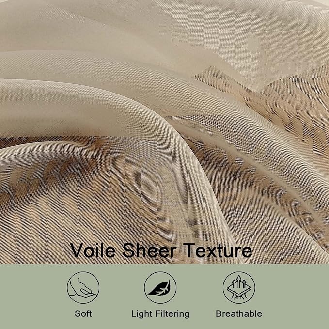 OWENIE Taupe Sheer Curtains 120 Inches Long 2 Panels Set, Airy Lightweight - Image 5