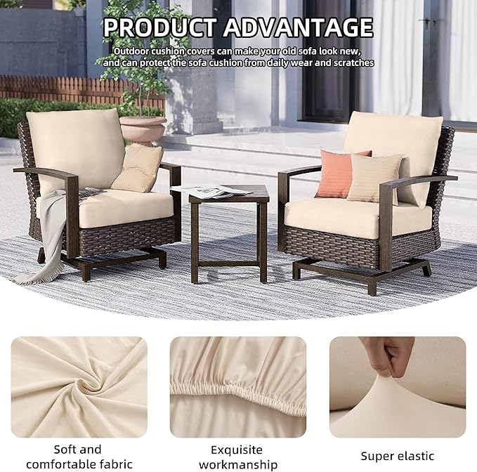 12Pcs Outdoor Cushion Covers, Patio Cushion Covers, Stretch Elastic Slipcovers - Image 3