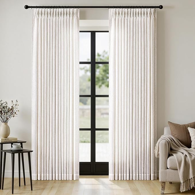 MIULEE Pinch Pleated Thick Linen Curtains 84 Inches Long 2 Panels by MIULEE