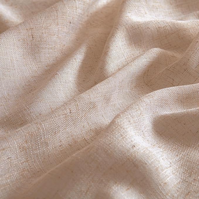 MIULEE Natural Beige Linen Curtains 63 Inch Length 2 Panels - Image 4