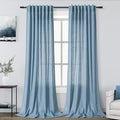 2 Panels Set Dusty Blue Linen Curtains 105 Inches Long by Nanspring