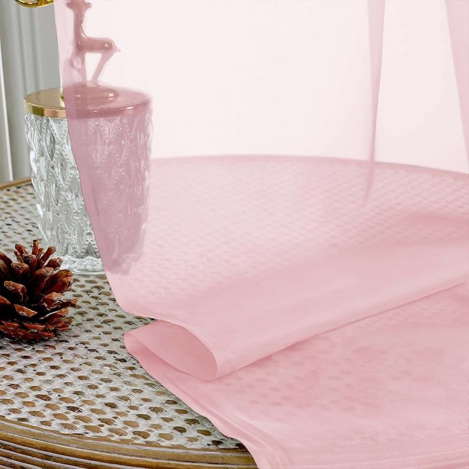 OVZME Blush Pink Sheer Curtains 120 Inches Long 2 Panels Set, 59 Inch Extra - Image 4