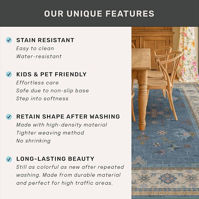 Washable 4x6 Small Rug for Living Room, Area Rug for Kitchen, Large Entryway - Image 7