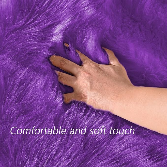 Latepis Washable Runners 2x6 Fluffy Shaggy Rug Purple Faux Sheepskin Fur Rug - Image 4