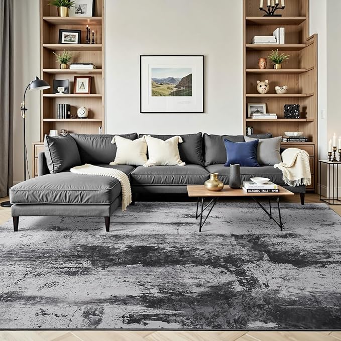 Toneed Abstract Area Rug 6x9 Modern Washable Rug Soft Non Slip Rug Low Pile - Image 2