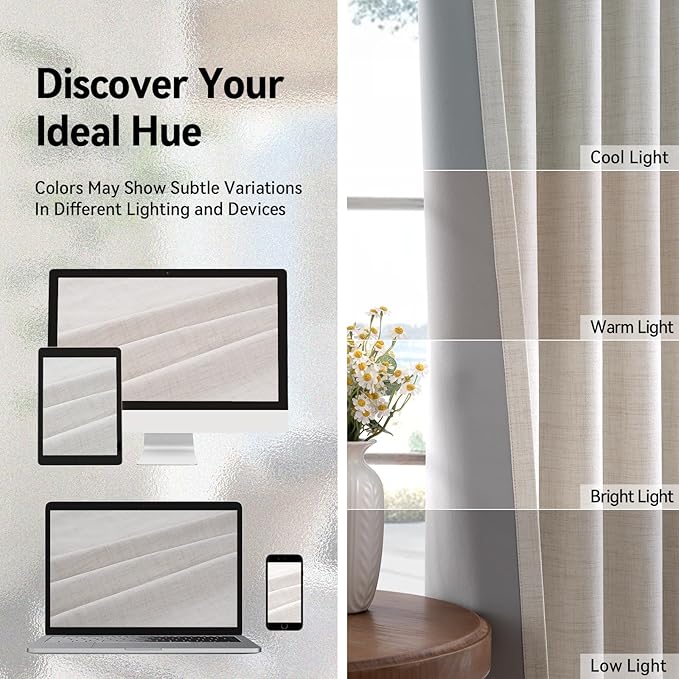 100% Blackout Shield Linen Blackout Curtains - Image 6