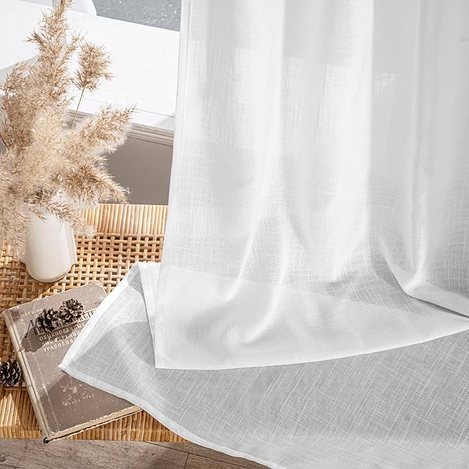 MIULEE White Linen Curtains 78 Inch Long 2 Panels - Image 7