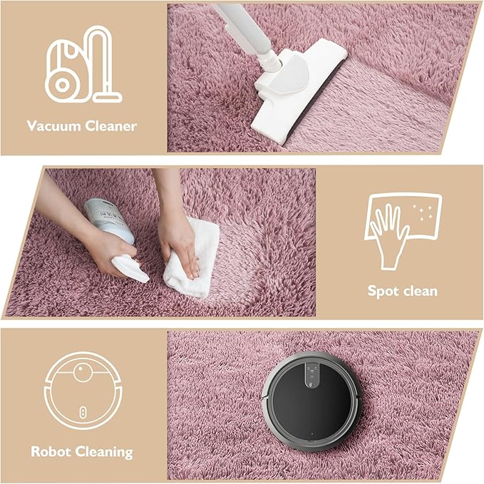 Shag Area Rug for Bedroom 4x6, Blush Fluffy Area Rugs for Living Room, Soft - Image 4