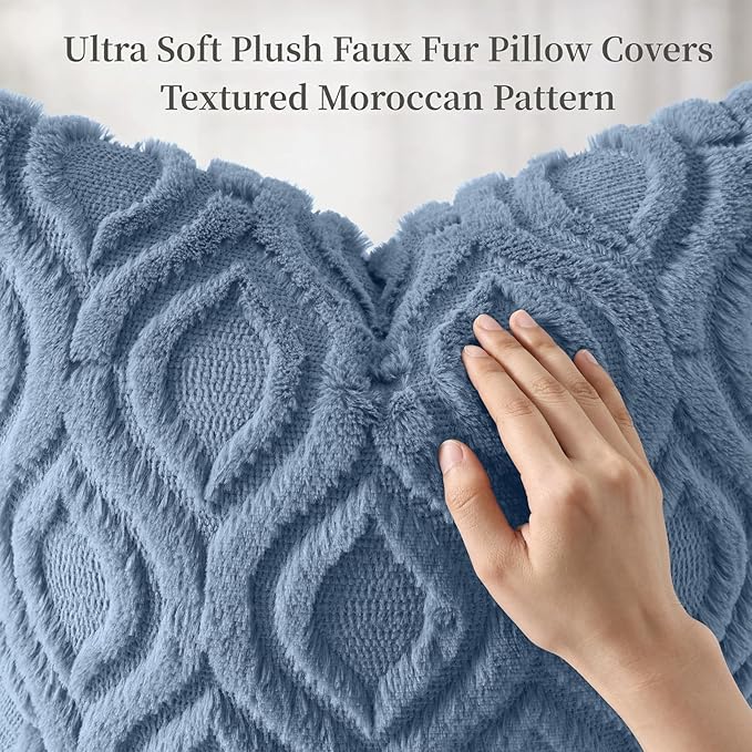 decorUhome Throw Pillow Covers 12x20 Inch Set of 2, Soft Plush Faux Wool Dusty - Image 6
