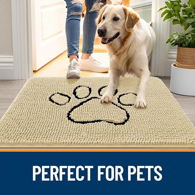 OLANLY Dog Door Mat for Muddy Paws 30x20, Paw Print Design, Absorbs Moisture - Image 6