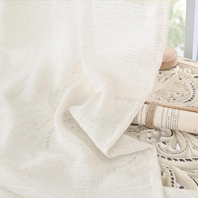 BGment Linen Semi Sheer Curtains 63 Inch Length - Image 7