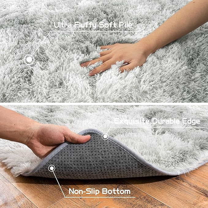 Pionblank Fluffy Small Rug for Bedroom 2x3 Feet, Shag Soft Area Rug, Modern - Image 5