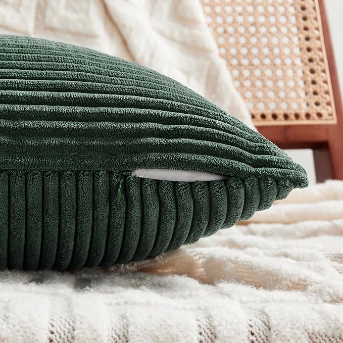 Fancy Homi Set of 2 Dark Green Decorative Throw Pillow Covers 28x28 Inch - Image 3