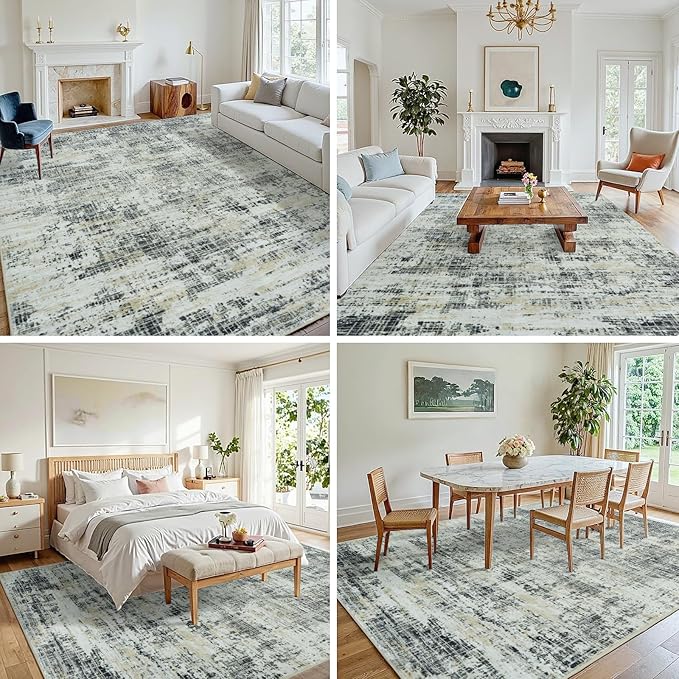 9x12 Area Rugs for Living Room Washable Rug: Anti-Skid Abstract Modern Living - Image 3